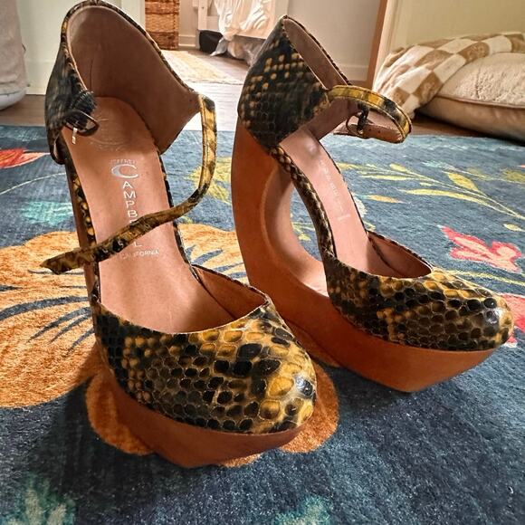 Jeffrey Campbell Rock Me Snakeprint Heels Size 7 - Picture 3 of 8